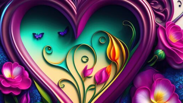 Cuore con fiori e farfalle &copy; Pixabay