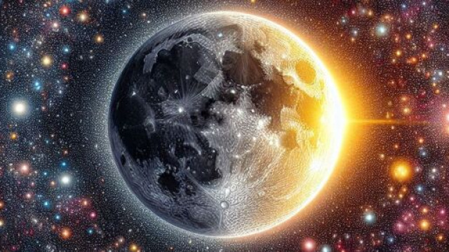 Universo stellato con luna in primo piano - &copy; Foto Bing IA