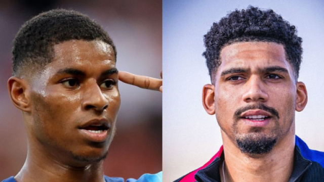 Marcus Rashford, attaccante del Manchester United. Foto &copy; X/Rashford. Ronald Araujo, difensore del Barcellona. Foto &copy; Sky Sport