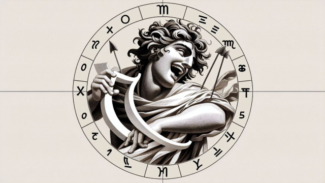 Numero 19 della Smorfia napoletana, risata del Sagittario. &copy; Immagine creata con Dall-E