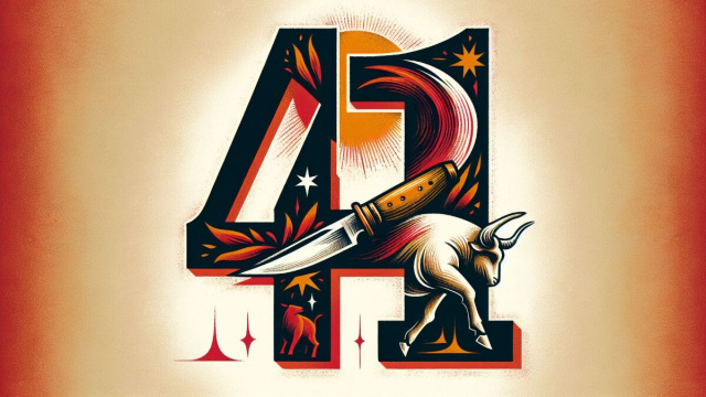 Numero 41 della Smorfia napoletana, 'o curtiello per il segno del Toro. &copy; Immagine creata con Dall-E