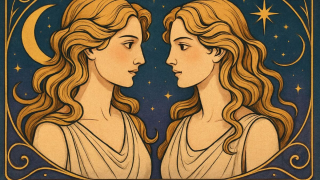 Illustrazione ispirata al segno zodiacale dei Gemelli. &copy; Immagine creata con Dall-E