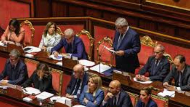 Un intervento di Tajani in Senato (&copy; facebook)