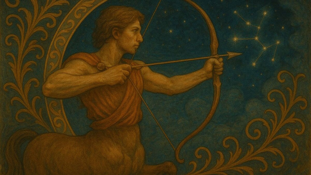 Illustrazione ispirata al segno zodiacale del Sagittario. &copy; Immagine creata con Dall-E