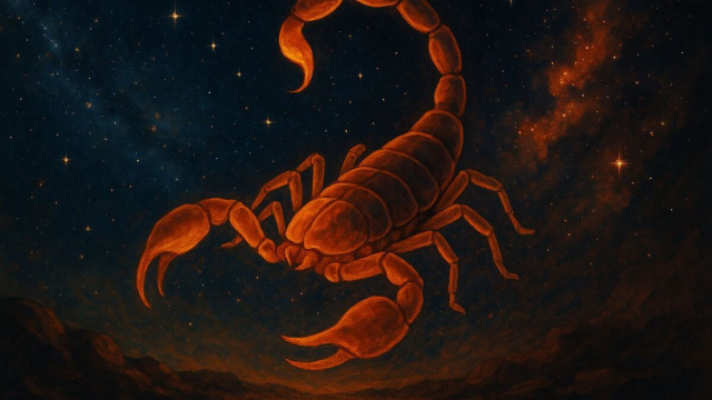 Illustrazione ispirata al segno zodiacale dello Scorpione. &copy; Immagine creata con Dall-E