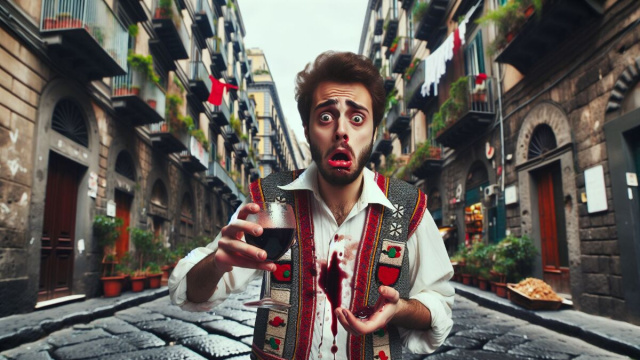 Numero 14 della Smorfia napoletana, 'o 'mbriaco per l'Ariete. &copy; Immagine creata con Dall-E