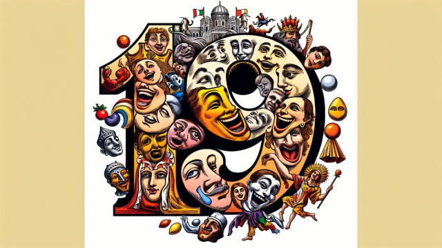 Numero 19 della Smorfia napoletana, 'a risata per i Pesci. &copy; Immagine creata con Dall-E