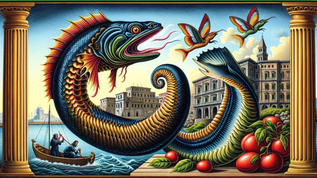 Numero 32 della Smorfia napoletana, 'o capitone. &copy; Immagine creata con Dall-E