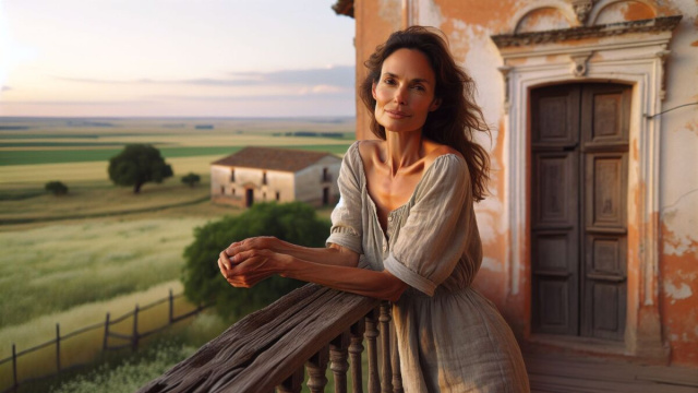 Numero 43 della Smorfia napoletana, la donna al balcone per la Bilancia. &copy; Immagine creata con Dall-E