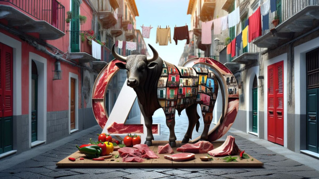 Numero 49 della Smorfia napoletana, 'o piezzo 'e carne. &copy; Immagine creata con Dall-E