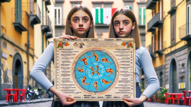 Numero 66 della Smorfia napoletana, 'e due zitelle. &copy; Immagine creata con Dall-E