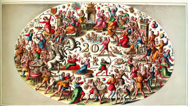 Numero 20 della Smorfia napoletana, 'a festa, per il Sagittario. &copy; Immagine creata con Dall-E