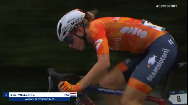 Demi Vollering agli Europei di ciclismo femminile &ndash; &copy; Screenshot Eurosport.
