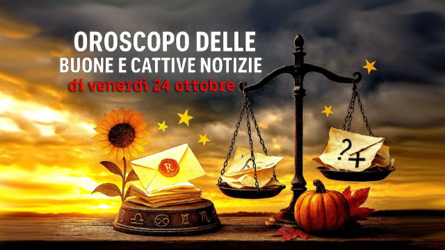 Locandina per l'oroscopo delle buone e cattive notizie del 24 ottobre - &copy; Copilot IA.