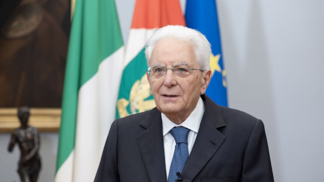Il Presidente Sergio Mattarella nel corso del videomessaggio per il 51&deg; Forum Ambrosetti di Cernobbio. (dal sito ufficiale del Quirinale).