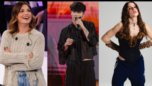 Emma Marrone, TrigNO e Angelina Mango &copy; Canale 5 / Instagram.