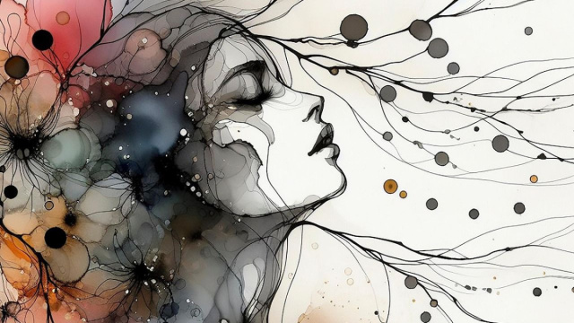 Volto di donna stilizzato, tecnica acquerello - &copy; Pixabay.