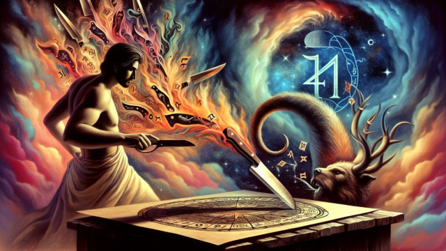 Numero 41 della Smorfia napoletana, 'o curtiello. &copy; Immagine creata con Dall-E