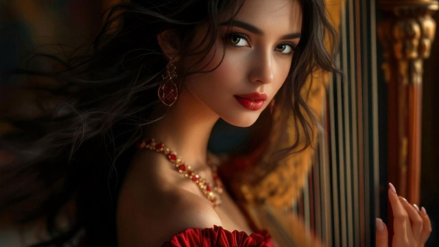 Donna con arpa - &copy; Pixabay IA.