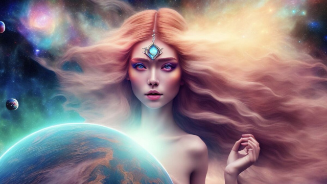 Donna dai capelli lunghi con pianeti - pixabay.com