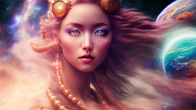 Figura femminile eterea in un paesaggio cosmico &ndash; &copy; Immagine Pixabay.