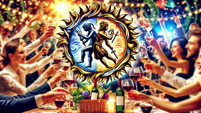 Numero 45 della Smorfia napoletana, 'o vino bbuono, per i Gemelli. &copy; Immagine creata con Dall-E