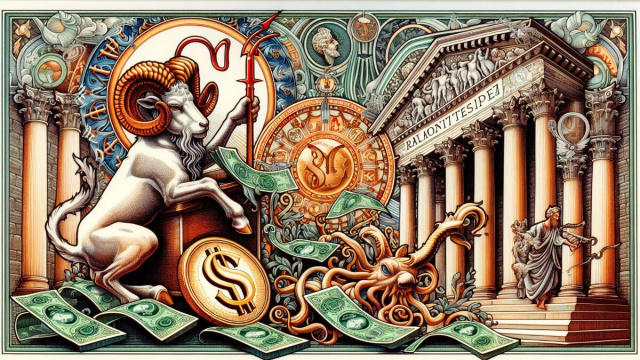 Numero 46 della Smorfia napoletana, 'e denare, associato all'Ariete. &copy; Immagine creata con Dall-E