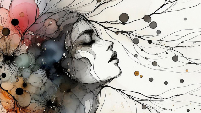 Un profilo femminile in cui i capelli fioriscono in rami e petali, un'ode alla natura &ndash; &copy; Copilot IA.