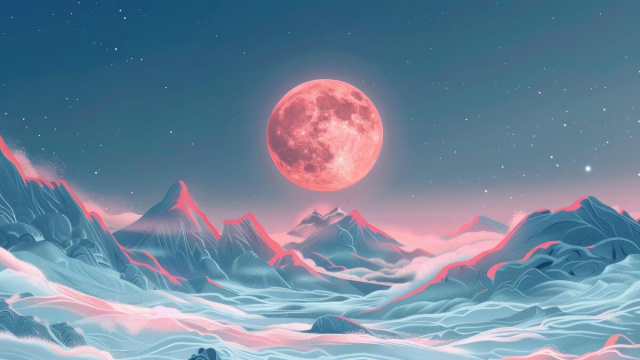 Luna Rosa sopra i monti &copy; Pixabay.
