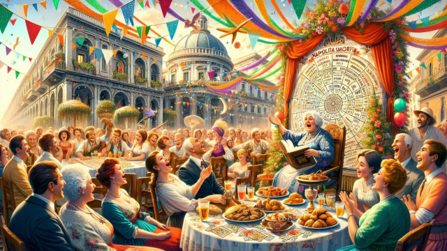 Numero 20 della Smorfia napoletana, 'a festa. &copy; Immagine creata con Dall-E