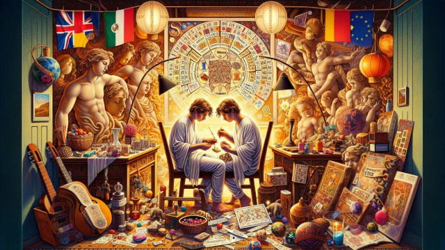 Numero 54 della Smorfia napoletana, 'o cappiello per i Gemelli. &copy; Immagine creata con Dall-E