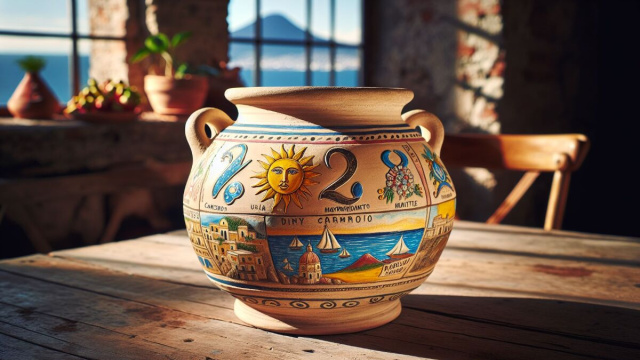 Numero 7 della Smorfia napoletana, 'o vasetto per il segno del Cancro. &copy; Immagine creata con Dall-E