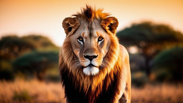 Un Leone e lo sfondo della savana &copy; Pixabay.