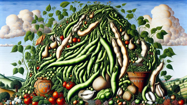 Numero 10 della Smorfia napoletana, 'e fasule per il segno Sagittario. &copy; Immagine creata con Dall-E