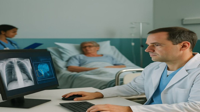 Immagine di un medico che osserva una tac &copy; Intelligenza artificiale