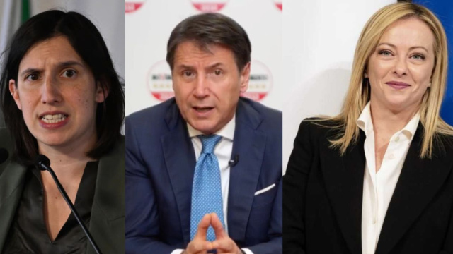Elly Schlein, Giuseppe Conte e Giorgia Meloni (&copy; Facebook)