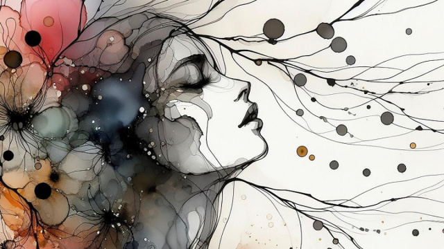 Volto di donna raffigurato in stile estemporaneo - &copy; Copilot IA.