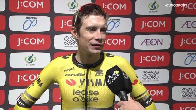 Jonas Vingegaard al Criterium di Saitama - &copy; Screenshot Eurosport.