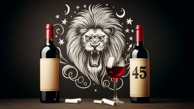 Numero 45 della Smorfia napoletana, 'o vino bbuono, per il Leone. &copy; Immagine creata con Dall-E