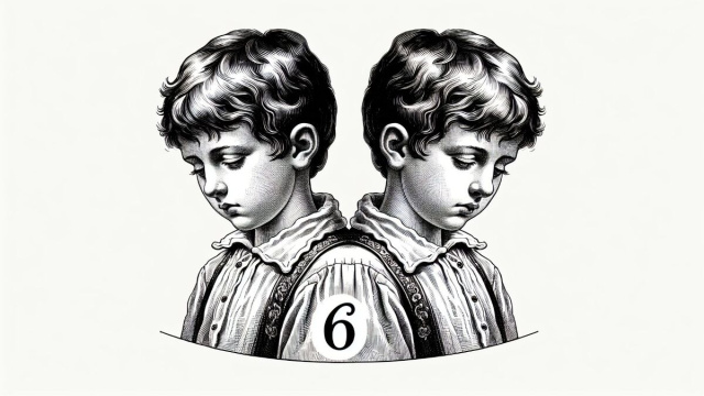 Numero 6 della Smorfia napoletana, Gemelli guarda 'nderra. &copy; Immagine creata con Dall-E