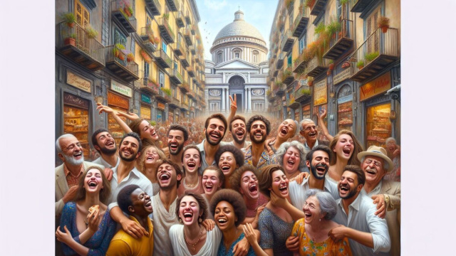 Numero 19 della Smorfia napoletana per l'Acquario, 'a resata. &copy; Immagine creata con Dall-E