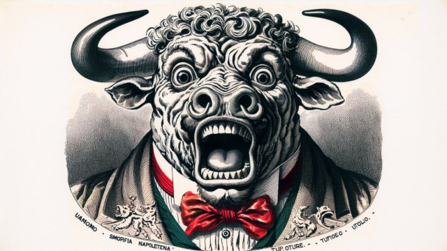 Numero 71 della Smorfia napoletana, l'uomo di merda per il Toro. &copy; Immagine creata con Dall-E