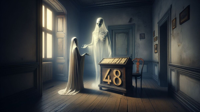 Numero 48 della Smorfia napoletana, 'o muorto che pparla. &copy; Immagine creata con Dall-E