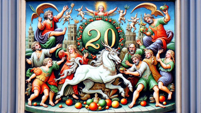 Numero 20 della Smorfia napoletana, 'a festa. &copy; Immagine creata con Dall-E