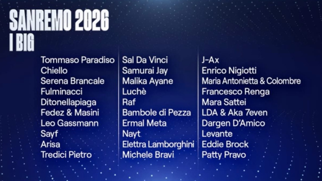 I big di Sanremo 2026 &copy; screenshot Tg1