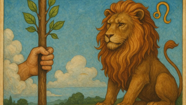 Illustrazione ispirata al segno zodiacale del Leone. &copy; Immagine creata con Dall-E