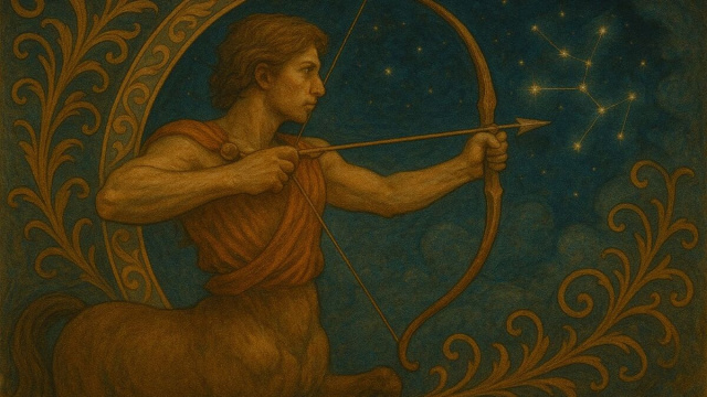 Illustrazione ispirata al segno zodiacale del Sagittario. &copy; Immagine creata con Dall-E
