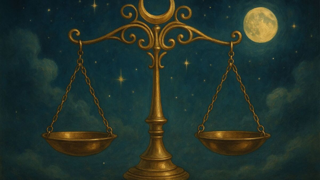 Illustrazione ispirata al segno zodiacale della Bilancia. &copy; Immagine creata con Dall-E