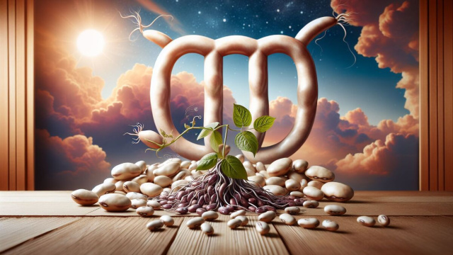 Numero 10 della Smorfia napoletana, 'e fasule, per il segno Gemelli. &copy; Immagine creata con Dall-E