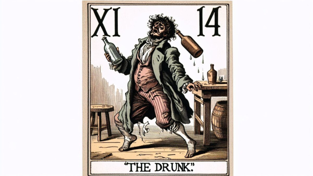 Numero 14 della Smorfia napoletana, 'o 'mbriaco. &copy; Immagine creata con Dall-E